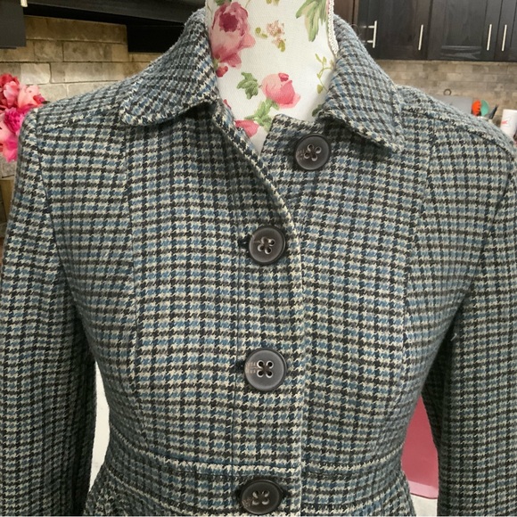 Banana Republic Womens Sz 6 Linen Wool Blend Blazer Houndstooth 
Brown Blue Tan - Picture 2 of 15